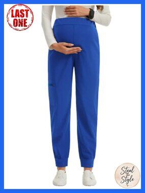 Maternity Scrub Jogger Pants 5 Pockets Mid-High Waist Workwear